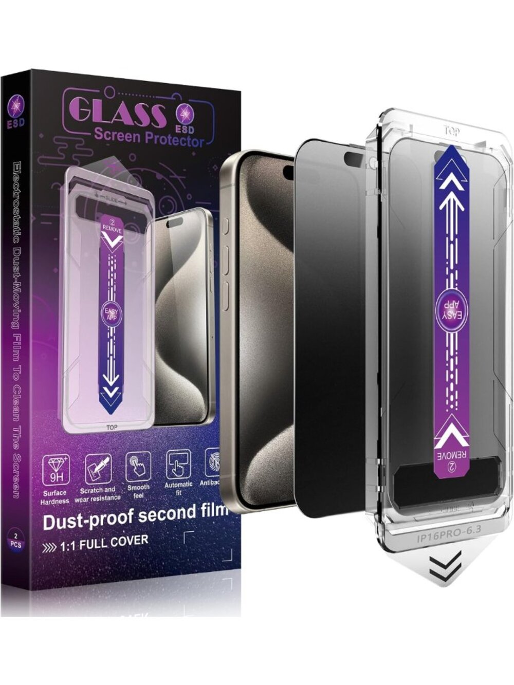 2 Pack Matte Privacy Screen Protector for iPhone 17/16 Pro - Anti-Spy